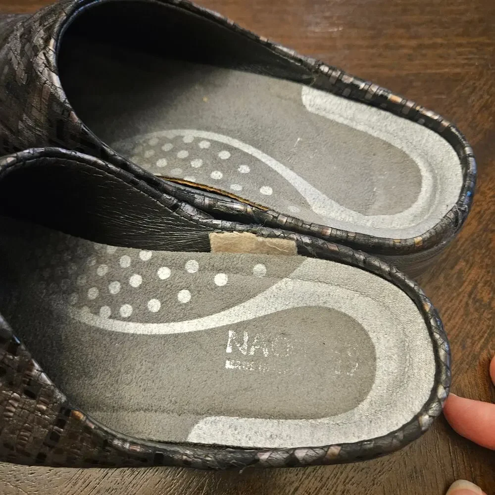 NAOT Lodos Slide Mule Women's Size 38/‎ US 7-7.5 Mixed Metallic Leather Slip On